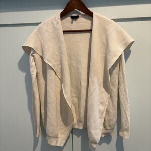 Theory‎ Open Cardigan Petite XS P Cream Winxie Lagenlook Cashmere Blend Waffle